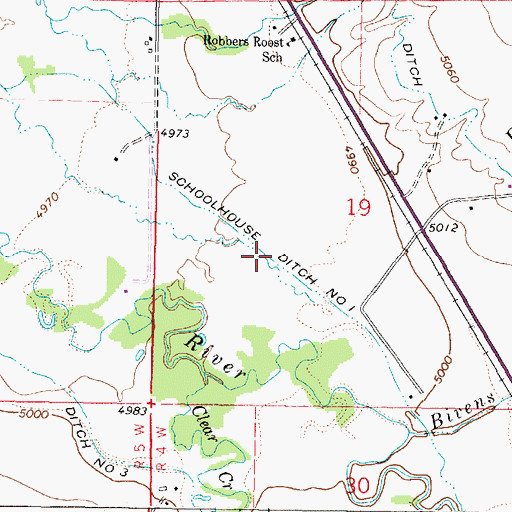 Topographic Map of Schoolhouse Ditch Number One, MT