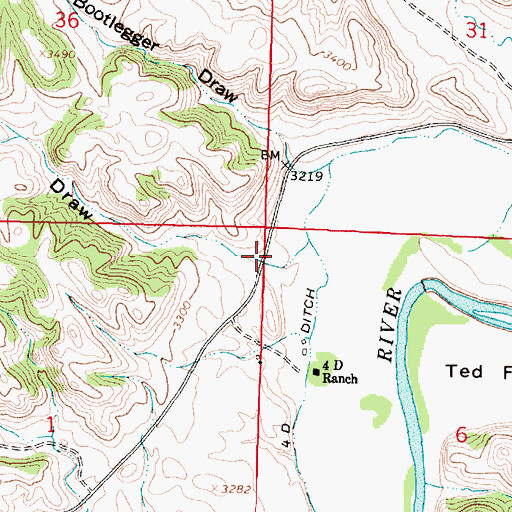 Topographic Map of Schoolhouse Draw, MT