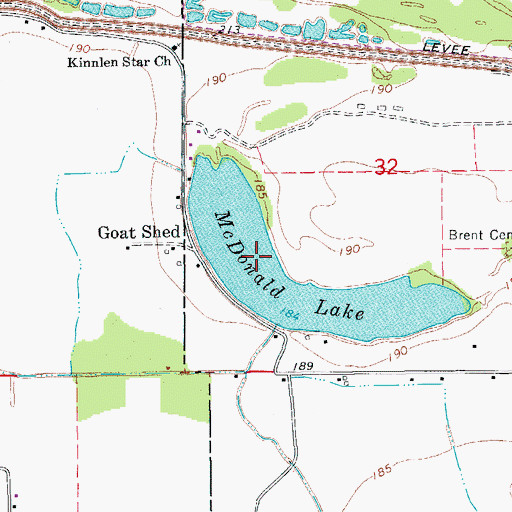 Topographic Map of McDonald Lake, AR