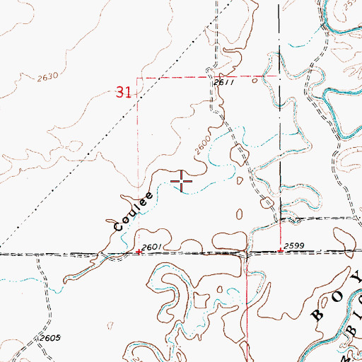 Topographic Map of Schwartz Coulee, MT