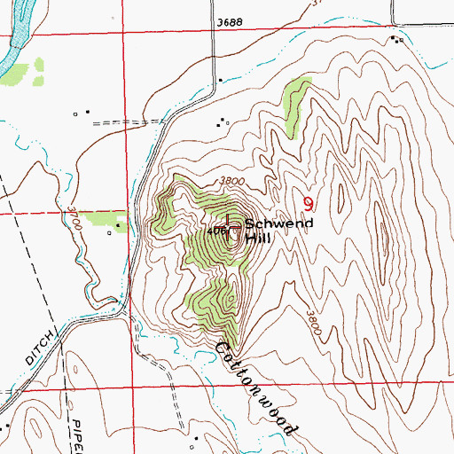 Topographic Map of Schwend Hill, MT