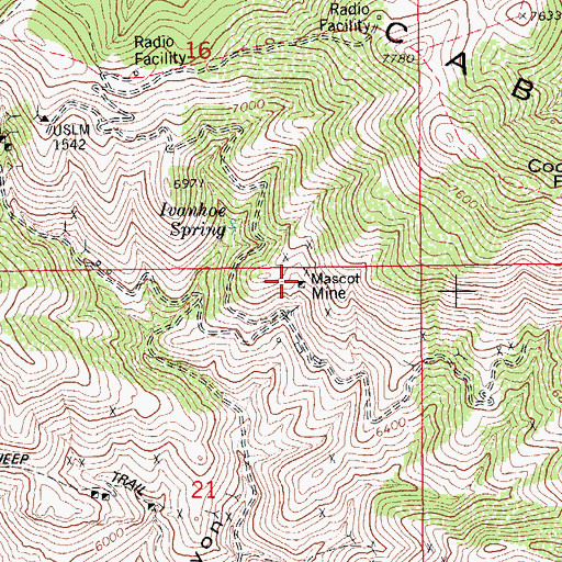Topographic Map of Mascot Mine, AZ