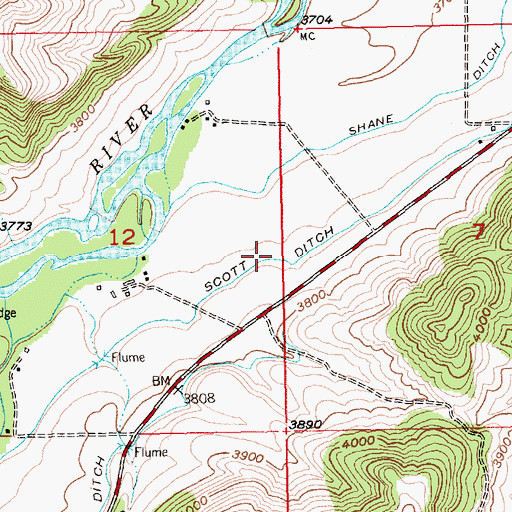Topographic Map of Scott Ditch, MT