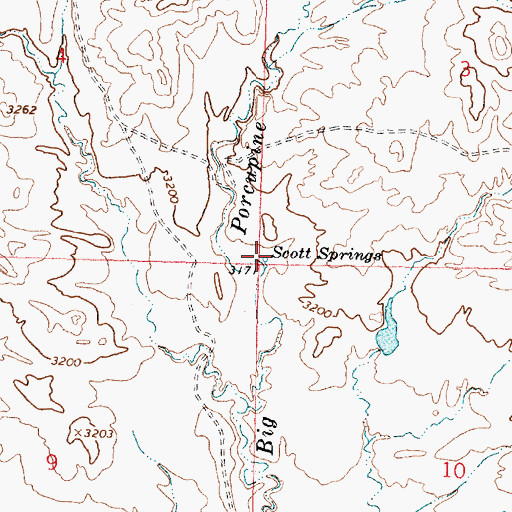Topographic Map of Scott Springs, MT