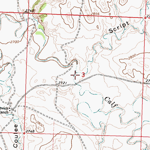 Topographic Map of Script Coulee, MT