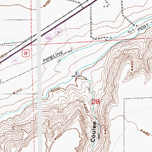 Topographic Map of Scyphers Coulee, MT