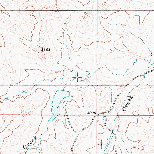 Topographic Map of Second Creek, MT