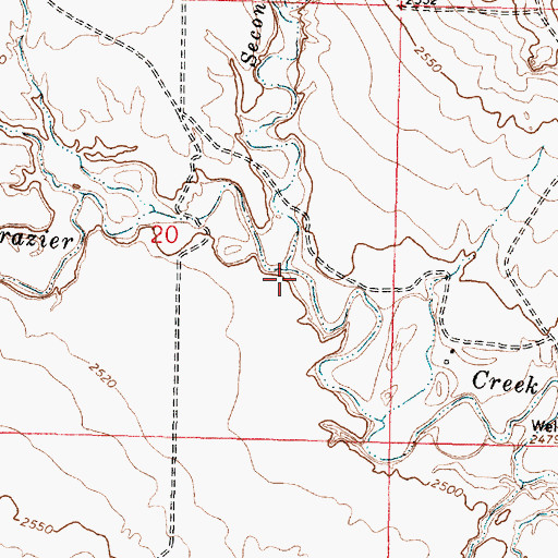 Topographic Map of Second Creek, MT