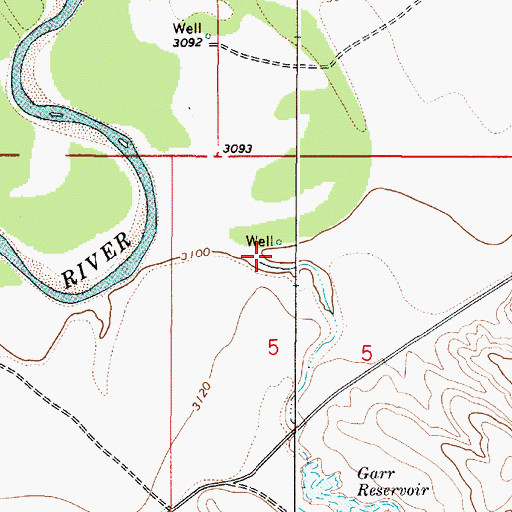 Topographic Map of Second Creek, MT