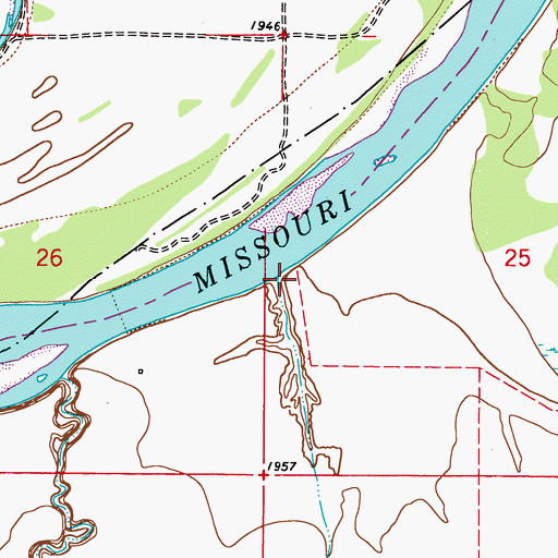 Topographic Map of Second Creek, MT