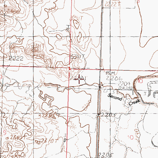 Topographic Map of Second Creek, MT