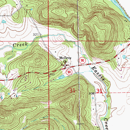 Topographic Map of McIlroy Church of Christ, AR
