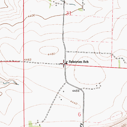Topographic Map of Selstrom School (historical), MT