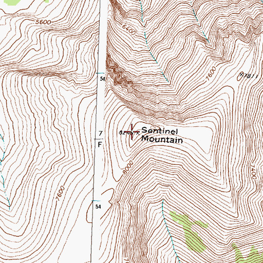 Topographic Map of Sentinel Mountain, MT