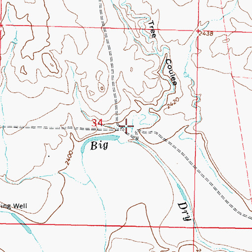 Topographic Map of Seven Tree Coulee, MT