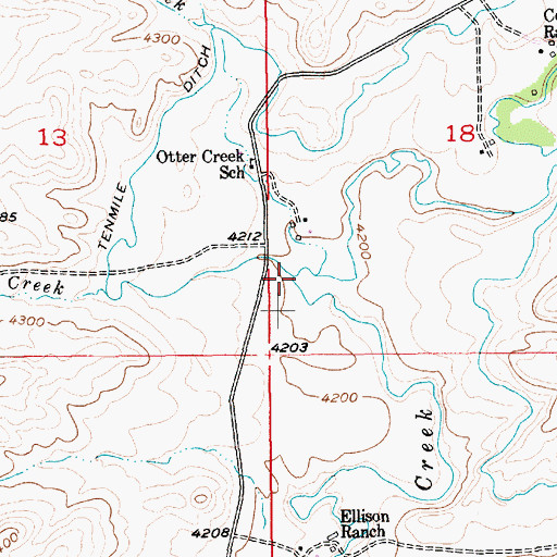 Topographic Map of Sevenmile Creek, MT