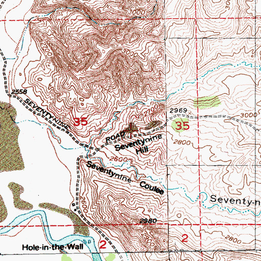 Topographic Map of Seventynine Hill, MT