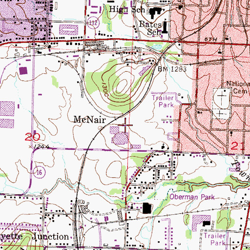 Topographic Map of McNair, AR