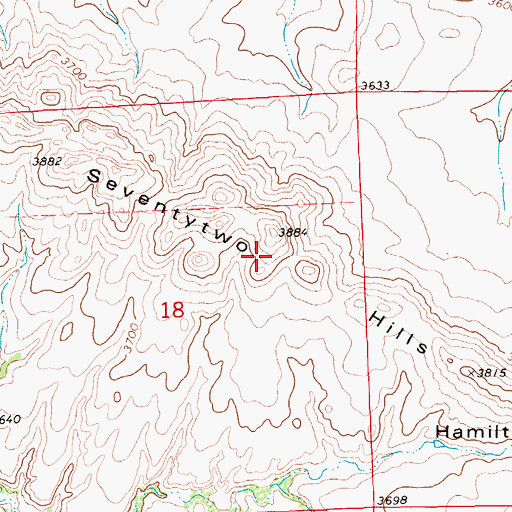 Topographic Map of Seventytwo Hills, MT