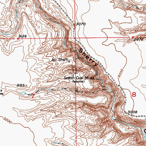 Topographic Map of Sexton Coal Mines, MT