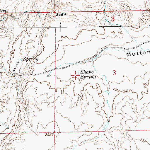 Topographic Map of Shake Spring, MT
