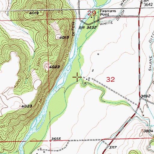 Topographic Map of Shane Creek, MT