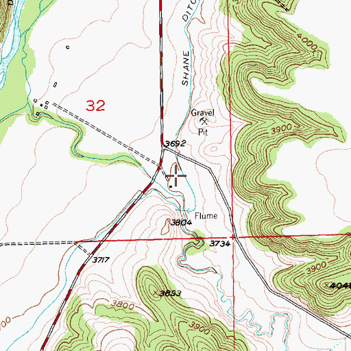 Topographic Map of Shane Ditch, MT