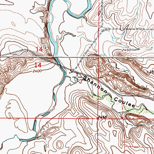 Topographic Map of Shannon Coulee, MT