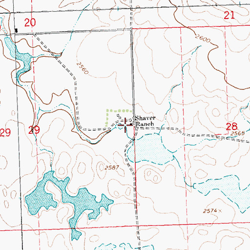 Topographic Map of Shaver Ranch, MT
