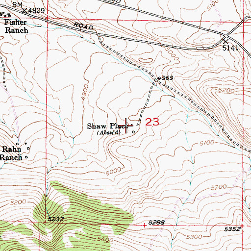 Topographic Map of Shaw Place, MT