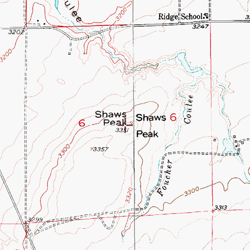 Topographic Map of Shaws Peak, MT