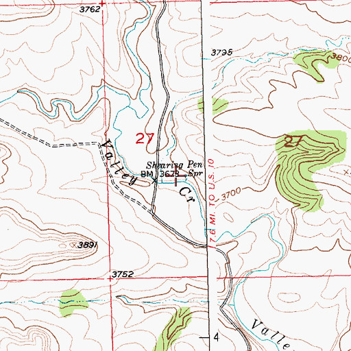 Topographic Map of Shearing Pen Spring, MT