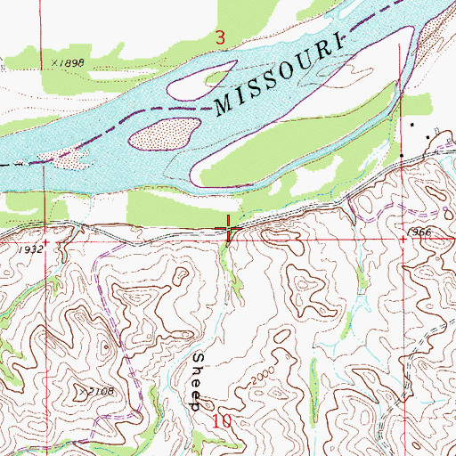 Topographic Map of Sheep Camp Coulee, MT