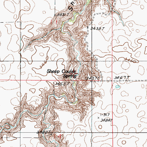 Topographic Map of Sheep Coulee Spring, MT