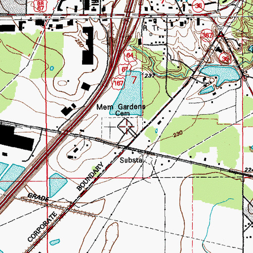 Topographic Map of Memorial Gardens Cemetery, AR