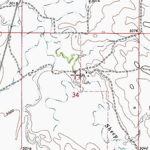 Topographic Map of Sheep Creek, MT