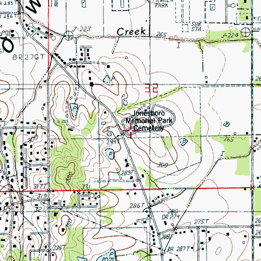 Topographic Map of Jonesboro Memorial Park Cemetery, AR