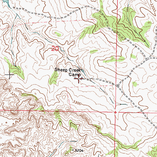 Topographic Map of Sheep Creek Camp, MT