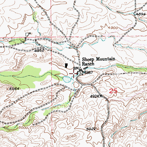 Topographic Map of Sheep Mountain Ranch, MT