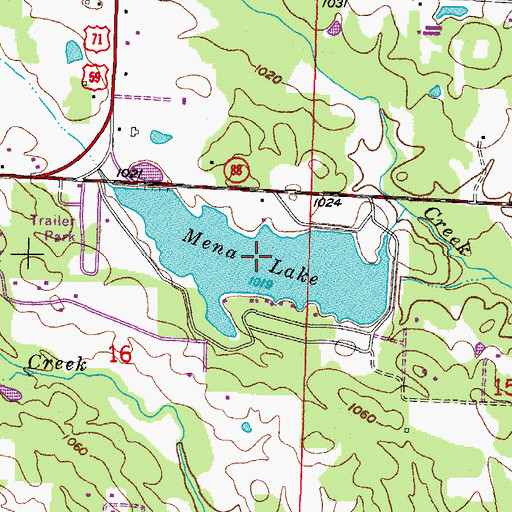 Topographic Map of Mena Lake, AR