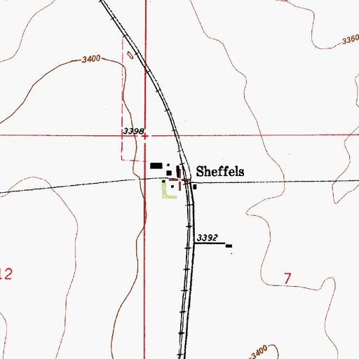 Topographic Map of Sheffels, MT