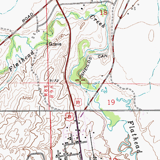 Topographic Map of Sheilds Canyon, MT
