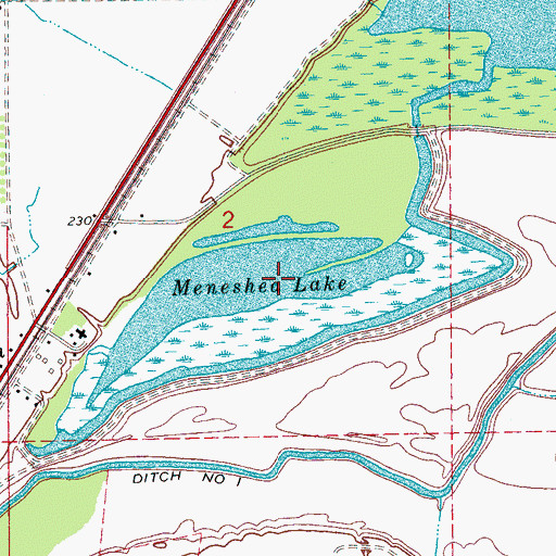 Topographic Map of Meneshea Lake, AR