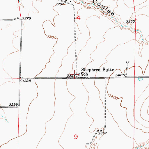 Topographic Map of Shepherd Butte School (historical), MT