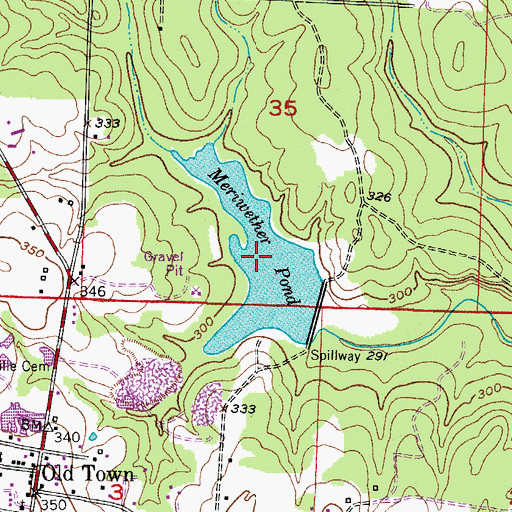Topographic Map of Meriwether Pond, AR