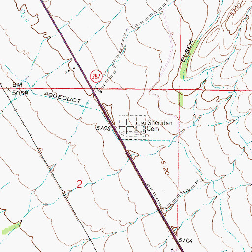 Topographic Map of Sheridan Cemetery, MT