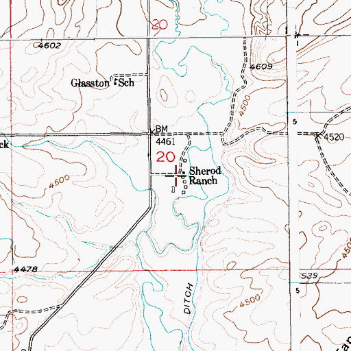 Topographic Map of Sherod Ranch, MT