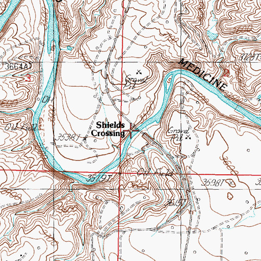 Topographic Map of Shields Crossing, MT