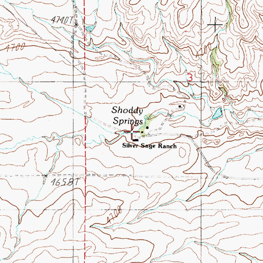 Topographic Map of Shoddy Springs, MT