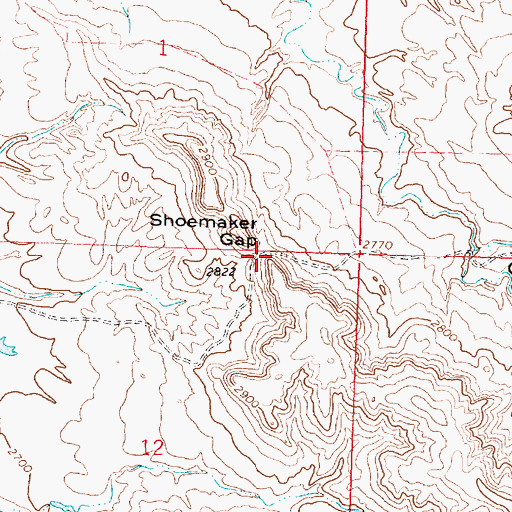 Topographic Map of Shoemaker Gap, MT